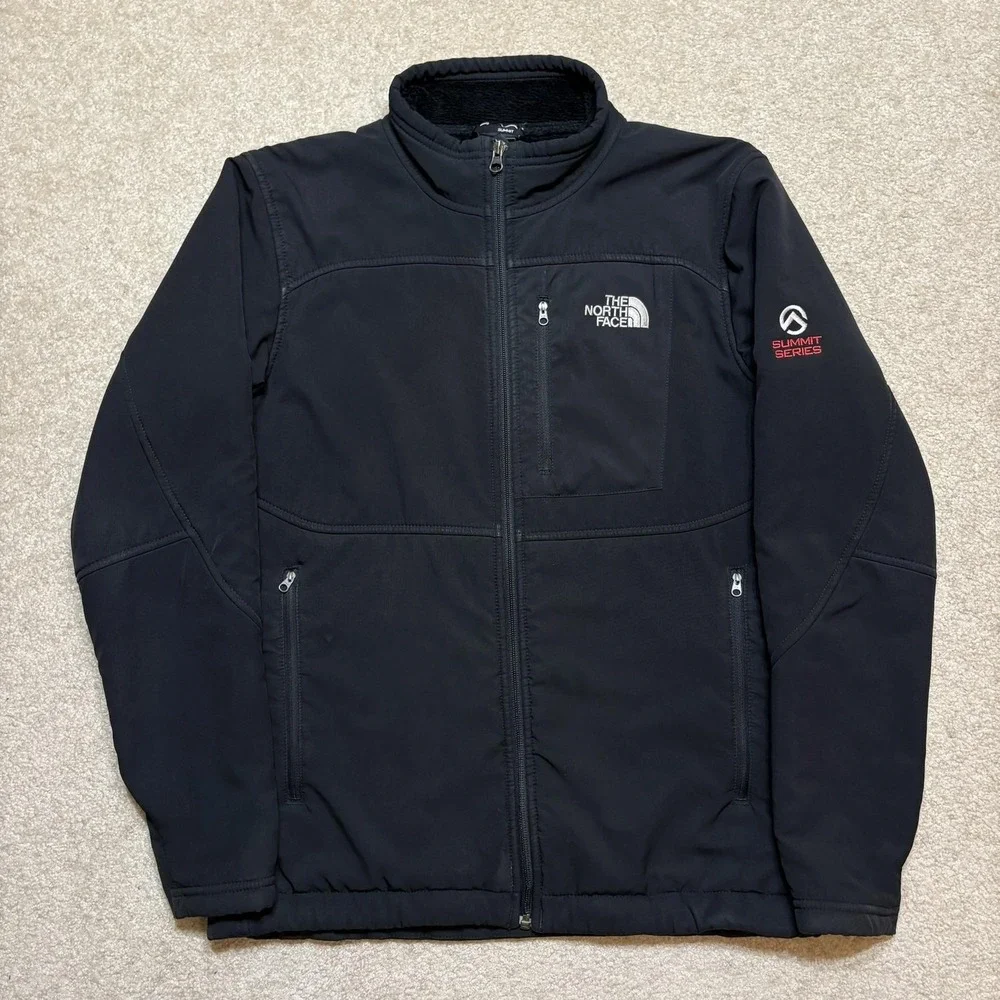 The North Face Summit Series Jacket Mens Small Black Softshell Fleece Lined‎